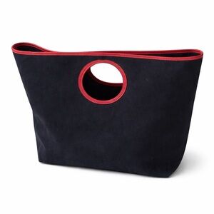 Stylish Black felt Tote Bag with Red Accents